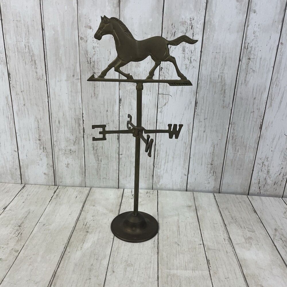VTG 1981 Seymour Mann Brass Tabletop Weathervane Horse Trotting Equestrian 16.5”